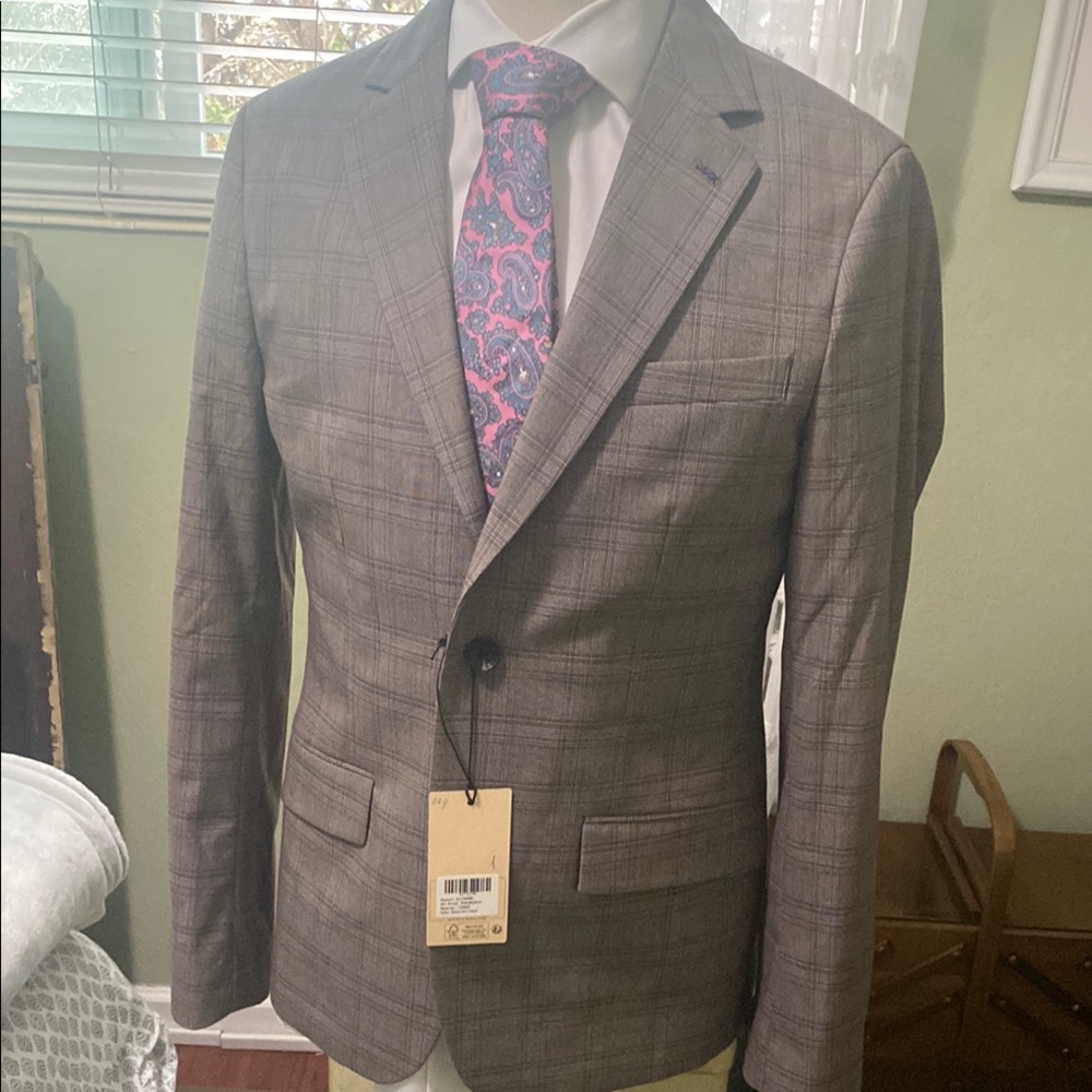 Men's Gray Plaid Blazer